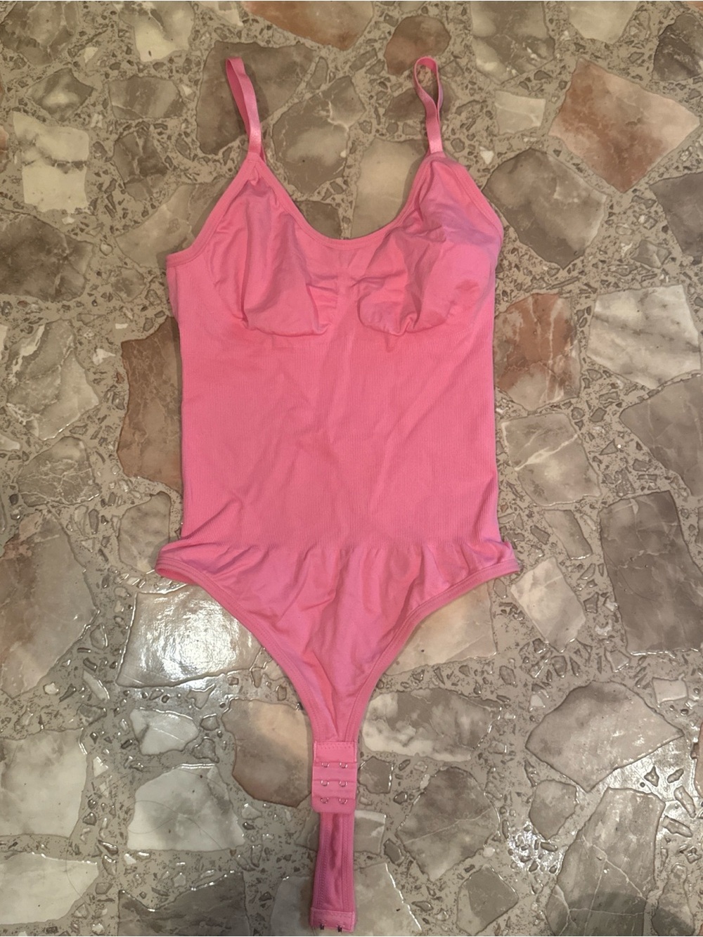 SHEIN Pink Ribbed Bodysuit Shapewear
